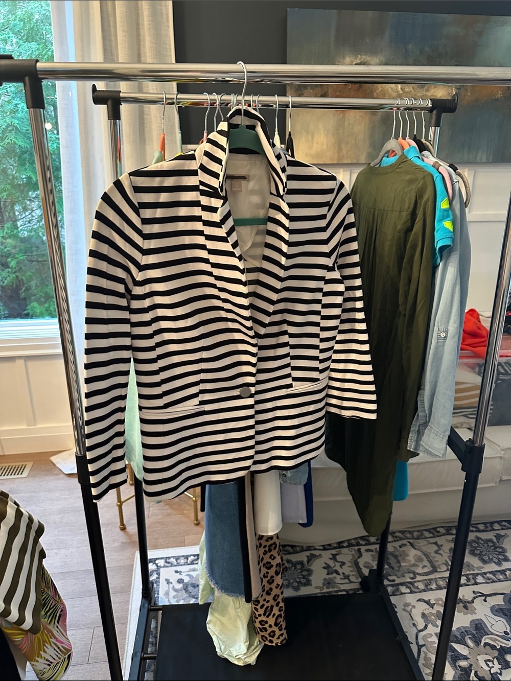 Banana Republic Black and White Striped Blazer